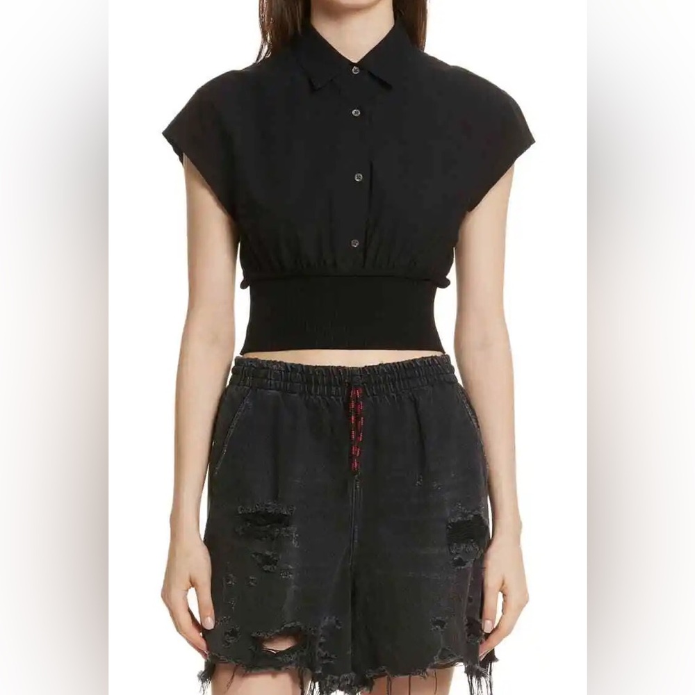 T By Alexander Wang Washed Cotton Poplin Crop Top L12037 Size4 , new.
